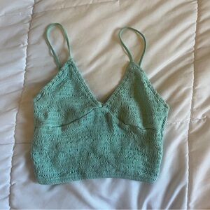 Me to We Light Teal Smocked Tankini Top